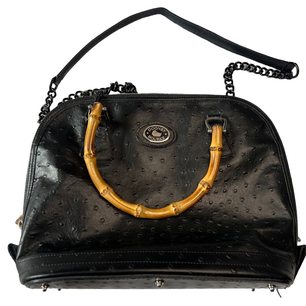 Vintage Dooney & Bourke Ostrich Bag Bamboo Handles